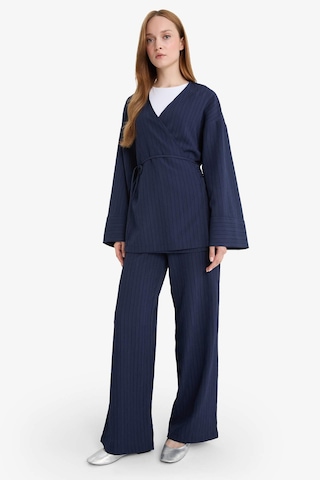 Defacto Relax Fit 2li Takım Gofre Dokulu Uzun Kollu Kimono Pantolon F4095ax25smnv31 Lacivert