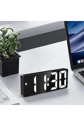 Hymark Led Ekran Usb Güç Dijital Aynalı Masa Saati Sıcaklık Alarm