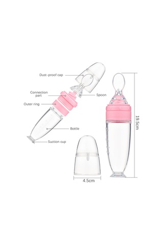 Moveevo Bebek Besleme Kaşığı Silikonlu Sıvı Gıda Sürücü Kolluklu Basma Kolu Mavi Sarı Pembe Beyaz Seçenekli Sarı