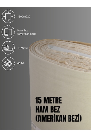 %100 Pamuk 46 Tel Amerikan Bezi Ham Bez Punch Kumaş - Krem 1500x220 CM
