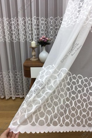 Tül Perde Yakamoz Desen Örme Tül Perde Salon, Yatak Odası, Mutfak Tülü, Pileli Beyaz