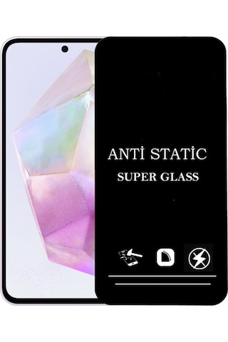 Samsung Galaxy Uyumlu A35 Anti Statik Ekran Koruyucu Toz Tutmayan Kırılmaz Cam