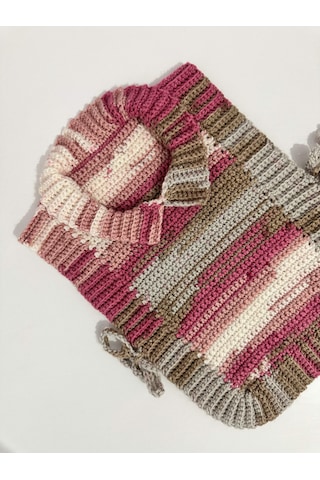 Byehandmade El Yapımı Pembe Renk Bebek Önlük Süveter Çok Renkli