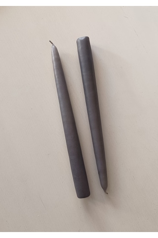 İkili Şamdan Mum 2x25cm Gri