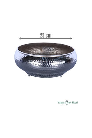 Yapay Çiçek Sitesi Metal Dekoratif Darbeli Ufo Model Saksı 11 Cm Gümüş Gümüş