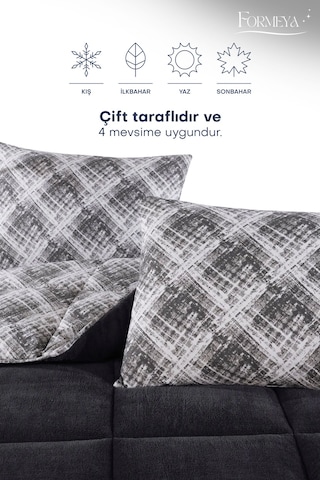 Formeya Siyah Tek Kişilik Wellsoft Yorgan Yastık Kılıflı