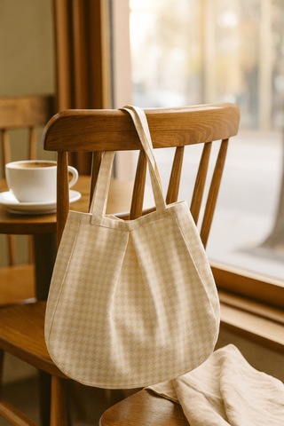 Yunusoğlu Home Bej Çok Amaçlı Premium Oversize Kazayağı Orta Boy Kanvas Kadın El Ve Omuz Çantası Bej Kazayağı