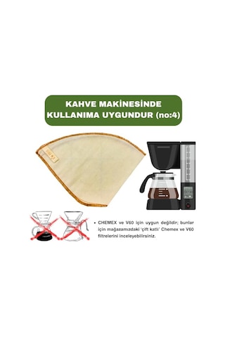 Tr 5 Adet Yıkanabilir, Kumaş Kahve Filtresi No:4 Ağartılmamış%100 Ham Pamuk, Organik, Ekolojik Filtre No:4 No Diğer