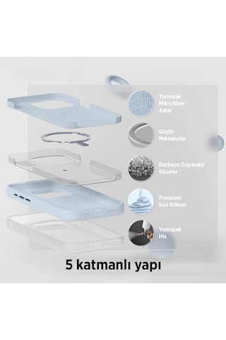 Bix İphone 14 Plus / 15 Plus Silikon Kılıf Magsafe Uyumlu Güçlü Koruma Darbe Emici Evren Mavisi Mavi