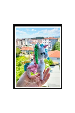Unicorn tek boynuzlu oyuncak at amigurumi oyuncak bebek beyaz at