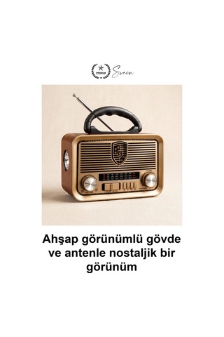 Nostaljikradyo Solar Panelli Retro Fm Radyo Bluetooth Hoparlör Şarjlı Led Fenerli Usb Tf Kart Mp3 Ç