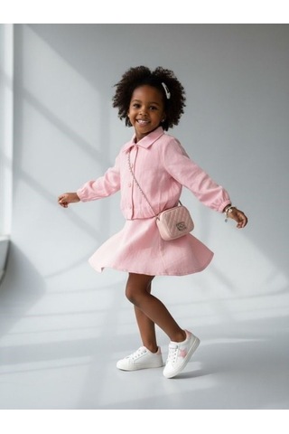 Zekids Kız Çocuk Tasarım Ceket-17171 Pembe