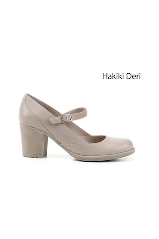 Gönderir Kadın Açık Bej Kalın Topuklu Mary Jane Hakiki Deri Ayakkabı Gdza13424136