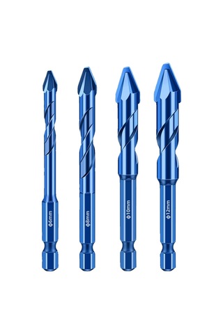 Eğri Başlı Eksantrik Matkap 6.35mm Cam Beton Matkap Ucu 4 Parça