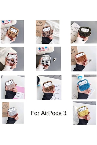 Airpods Uyumlu Pro Peluş Bluetooth Kulaklık Koruyucu Kılıf İçin Koyu Kahverengi Leopar Kahverengi