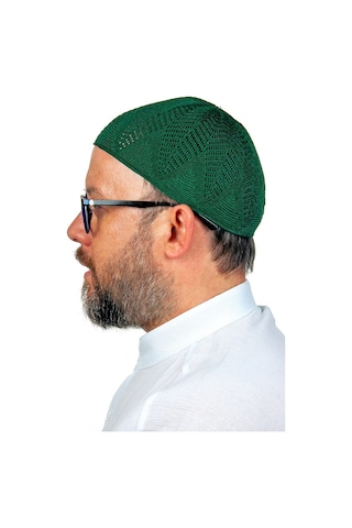 Berra Çelik Örme Dantel Namaz Takkesi Yeşil 1 Adet