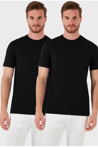 Buratti Pamuklu Regular Fit 2'Li Basic Erkek T Shirt 59020202 Siyah-Siyah