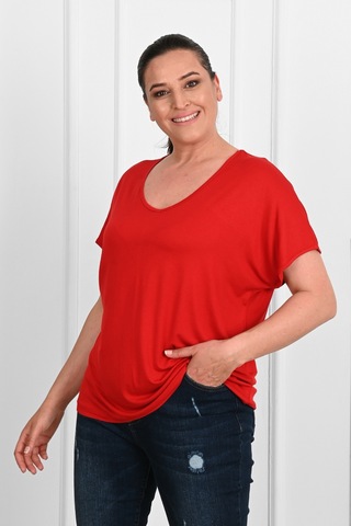 Kadın V Yaka Büyük Beden T-shirt 1486-23 001