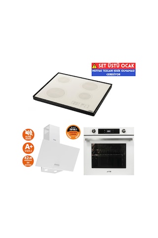 Afm Tech Ve Ferre Hh Sessiz Beyaz Vitro Elektrikli D087-SA + FC-07 + FM7701 Ankastre Set
