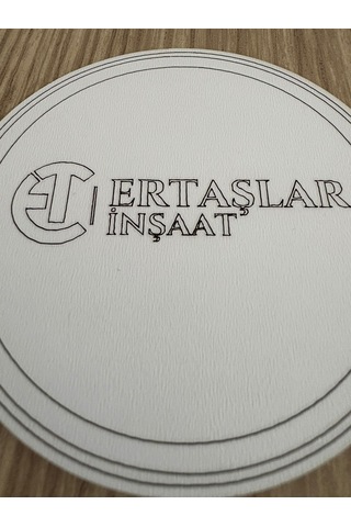 10'lu Kişiye / Şirkete Özel Logolu Bardak Altlığı Seti Lazer Kesim Kurumsal Hediye 9 Cm Beyaz