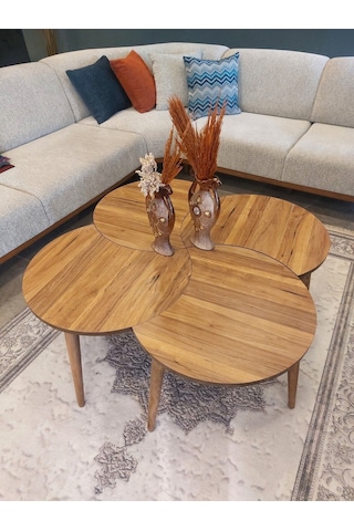 Akset Rüzgar Gülü Orta Sehpa Ve Zigon Full Ceviz