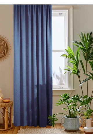 Home Color Home Indigo Petek Kadife Dokulu Fon Perde 140x260 Düz Dikişli Ekstrafor Büzgü İndigo Mavisi
