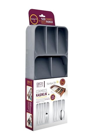 9 Bölmeli Çekmece Kaşık,çatal Düzenleyici, Kaşıklık Decobella Siyah