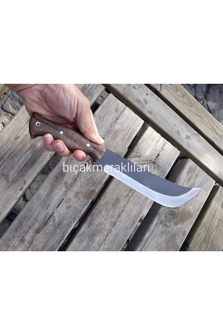 Büyük Av Kamp Bıçağı 34 CM 4mm 4116 Çelik Kahverengi - Gümüş