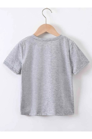 Noıssey Kod:vsk Gri-melanj Çocuk T-shirt Kids-içi-boş-büyük-dinazor-