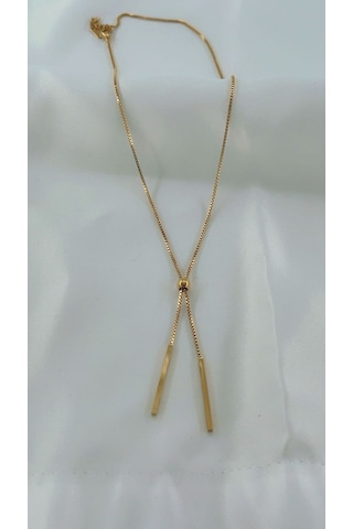 Kadın Ayarlana Bilinir Zincir Çelik Kolye Gold Renk Altın