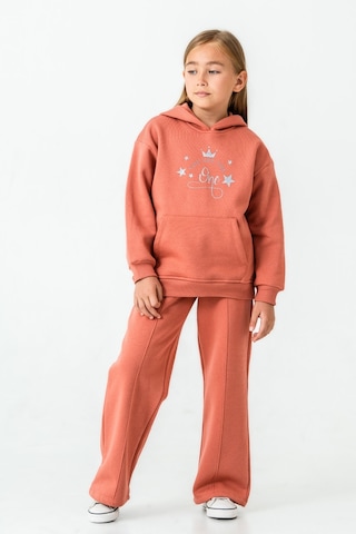 Kız Çocuk You Are The One Baskılı 3 İplik Kalın Kışlık Eşofman Takımı Ak4204 Kiremit