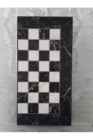 Yenigün Siyah Marble Büyük Tavla Takımı