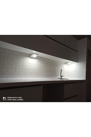 Açma Kapama Düğmeli, Çift Prizli, Beyaz Işık Ledli, Banyo Mutfak Tezgah Altı Üstü, Dolap İçi Armatür Beyaz