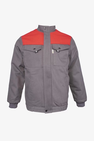 Kışlık İş Montu Grikırmızı Pamuklu Polar Astarlı Nigra Tasarım Gri-Kırmızı