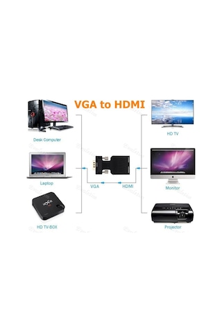 Vga To Hdmı Kablosu 4501P Tv Monitör Adaptör Çevirici Dönüştürücü