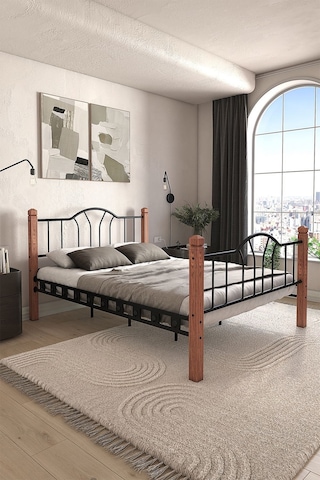 Argimo Pasifik Çift Kişilik Ferforje Metal Karyola 180 x 200 Siyah