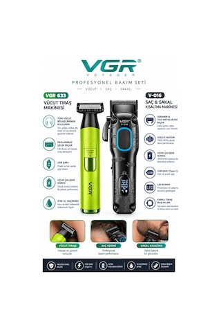 V-633 & V-016 Saç Sakal Vücut Bakım Tıraş Makinesi 2'li Tıraş Seti - Shaver Ve Folyo Başlık