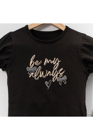 Overdo Kids Kız Çocuk Kısa Kol T-shirt Simli Etek Takım Siyah