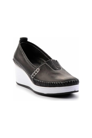 Siyah Hakiki Deri Kadın Casual Ayakkabı K01908004503 Siyah