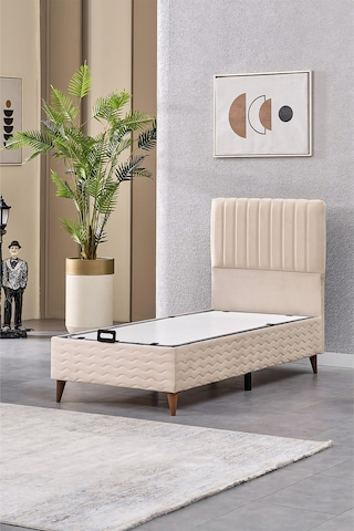 Evdemo Ezgi Tek Kişilik Baza Başlık Set Krem 90 190 90 x 190