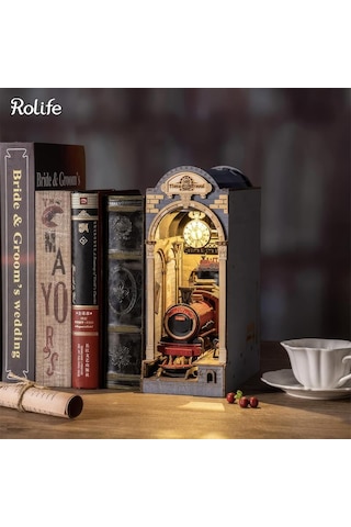 Rolife Tgb04 Time Travel Kitap Köşesi Book Nook Dıy Minyatür Maket Model Seti Mini Dollhouse 3d Model Kit Detaylı Dekoratif Hobi Seti 3d Puzzle Tiny House