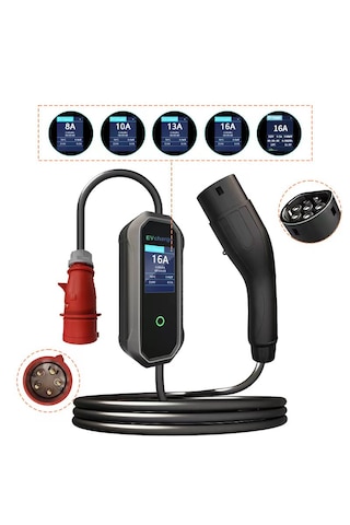 Evcharge Elektrikli Araç Taşınabilir Şarj Istasyonu 11 Kw 16a Tip-2 5x32a 5 Mt Tip2 Mobil Uygulama 11.0 KW
