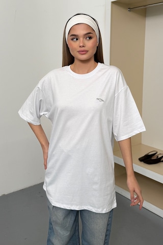 Giysa Kadın Filkete Aksesuarlı Pamuklu T-shirt Beyaz - 26y 26508