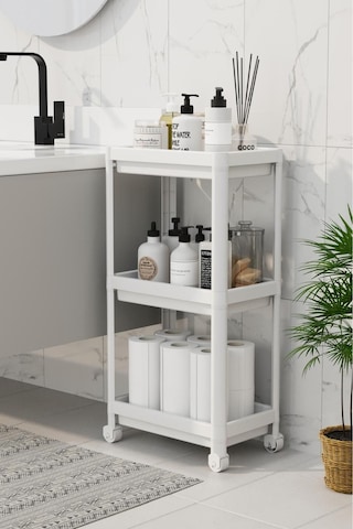 3 Katlı Banyo Raf Ünitesi Peggy Beyaz Banyo Düzenleyici Şampuanlık Havluluk Dolap Beyaz Beyaz