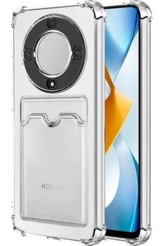 Kvy Huawei Honor X9a Kamera Korumalı Kartlıklı Setra Şeffaf Silikon Kılıf