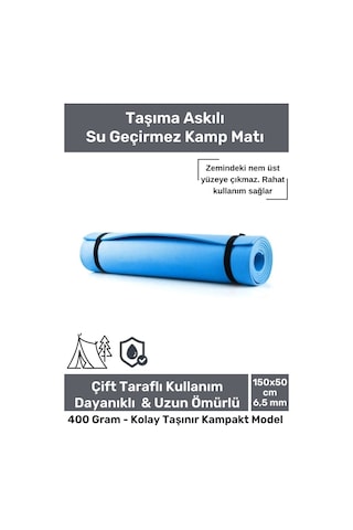 Su Geçirmez Konfor Modeli Taşıma Askılı Çift Taraflı Kamp Zemin Çadır Uyku Matı Mavi Yer Minderi Mavi