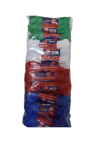 Kale Plastik Çamaşır İpi 20 Metre 24 Adet Çok Renkli