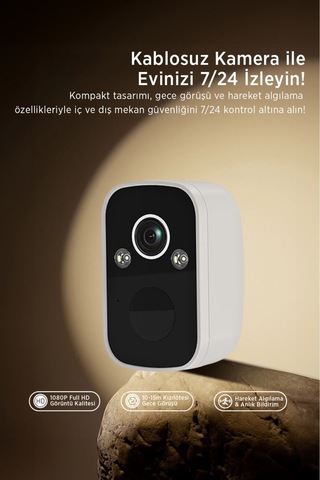 Kablosuz Güvenlik Kamerası 1080p Full Hd Wifi, Gece Görüş, İki Yönlü Ses, Ip65