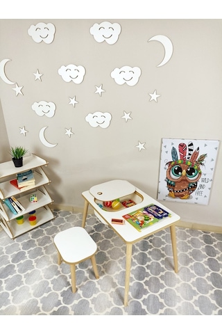 Miracle 3d Çocuk Oyun Etkinlik Çalışma Masası Tek Göz Aktivite Masası Beyaz