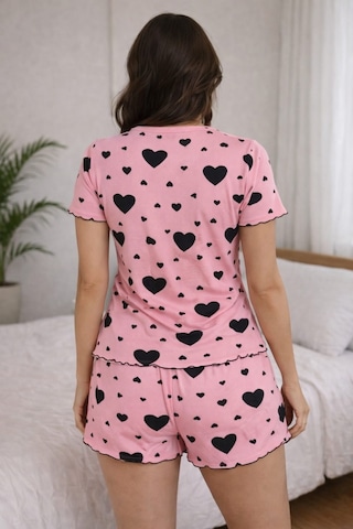 Kadın 01658 Kaşkorse Şortlu Pijama Takımı Pembe